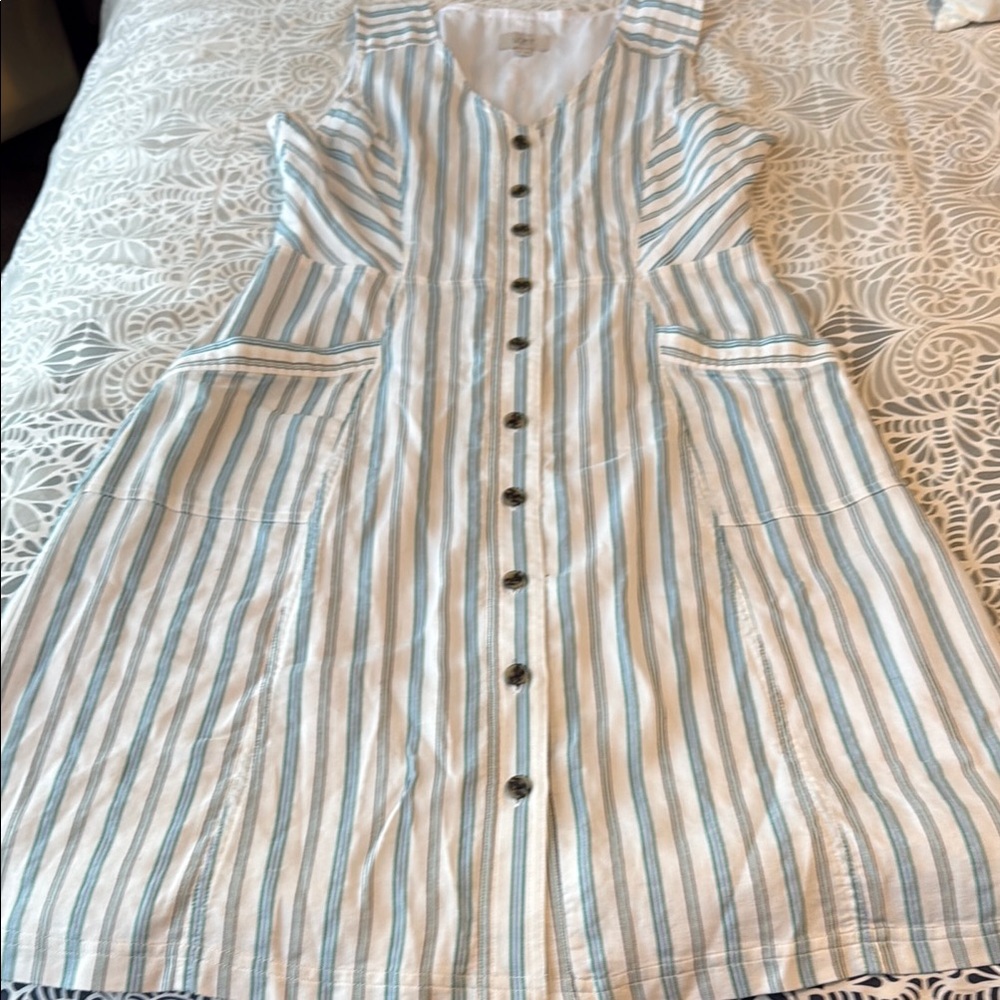 LOFT Striped Sleeveless Midi Dress size 8